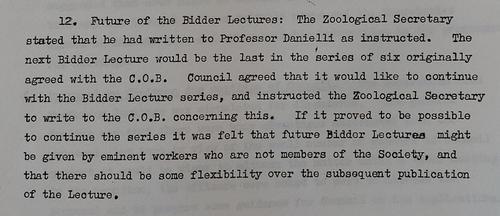 Part of content: "..The next Bidder Lecture would be the last in the series of six originally agreed with the COB. Council agreed that it would like to continue with the Bidder Lecture series..."