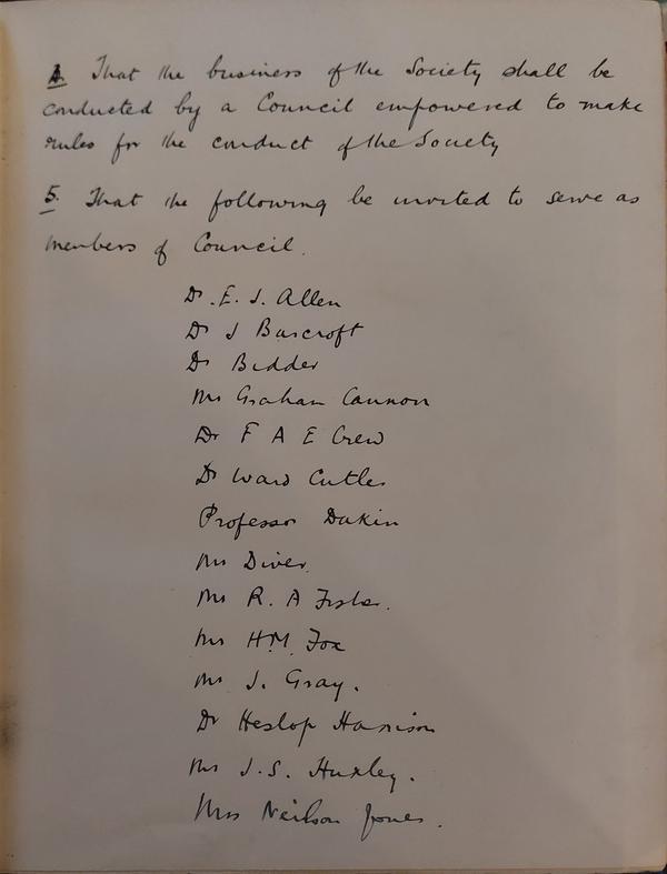 The content of the handwritten minutes is included in the "Resolutions from the First Meeting" section.