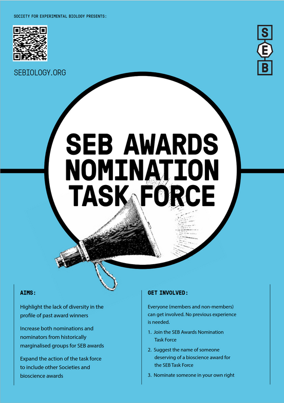 Awards nomination task force poster with a loudspeaker and a few sentences describing its aims and how to get involved