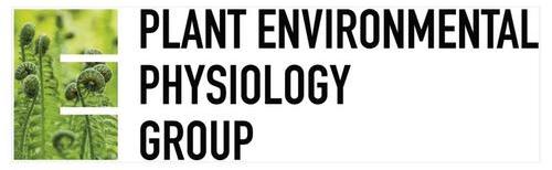 Plant environmental physiology group logo. It contains the name of the group in black and an image of a fern.